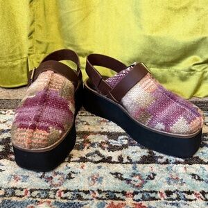 Free People Woven Astrid Platform Mule in Purple Multicolor. Size 6. Retail $180